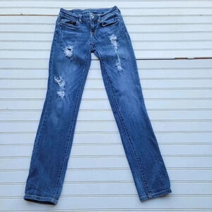 Aeropostale Womens Jeans Bayla Skinny Blue Distressed 24x29 Sz 000